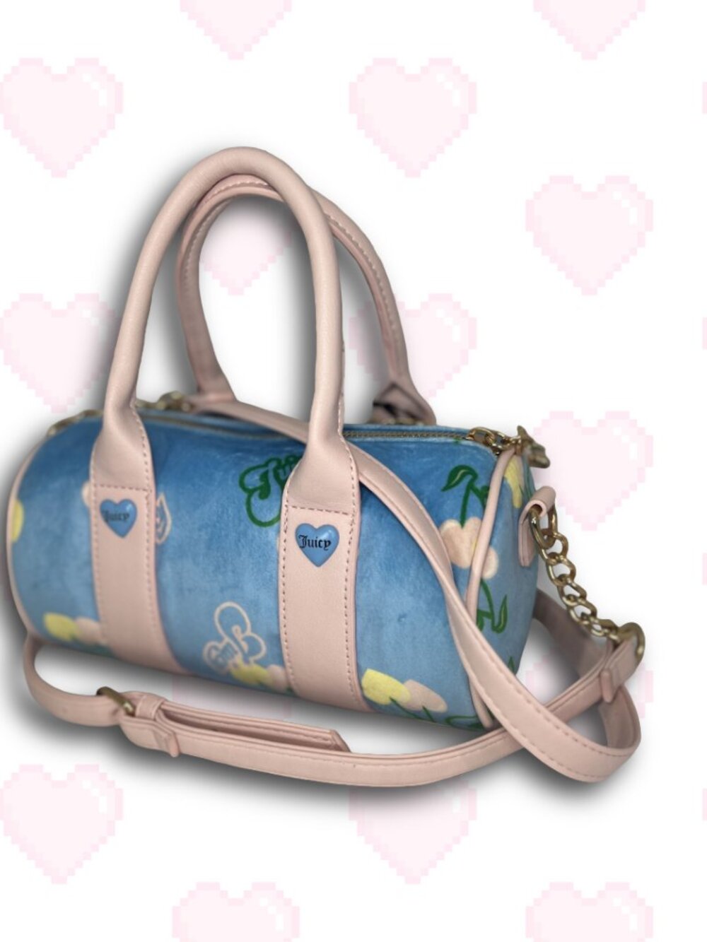 NWT Juicy Couture Retro Cherry Gelato Mini Barrel Bag Crossbody Blue - Picture 4 of 7